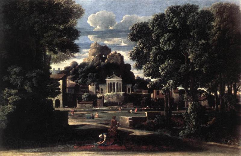 POUSSIN, Nicolas Landscape with the Gathering of the Ashes of Phocion by his Widow af Norge oil painting art